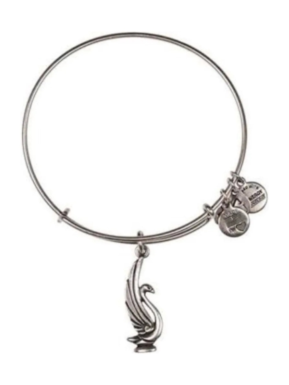 Alex and Ani Swan Charm Bangle Bracelet - Silver
